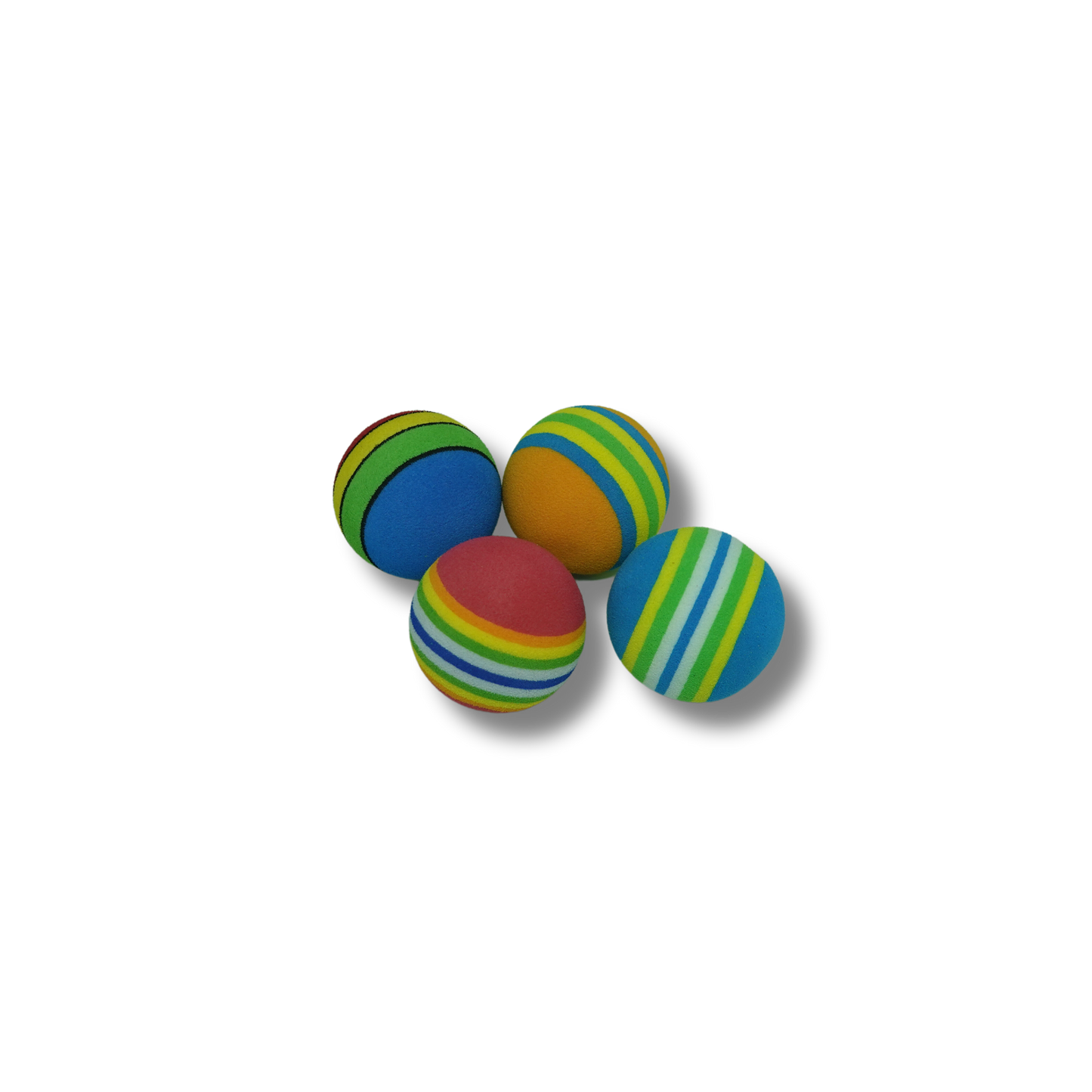 Kit com 4 bolinhas coloridas para gatos 3,5 cm, leves e macias, ideais para brincar, perseguir, estimular o instinto de caça e entreter o pet.