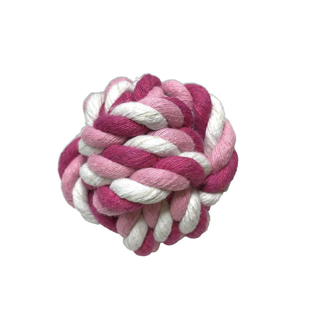 Brinquedo bola de crochê 6cm para cachorro em corda trançada colorida