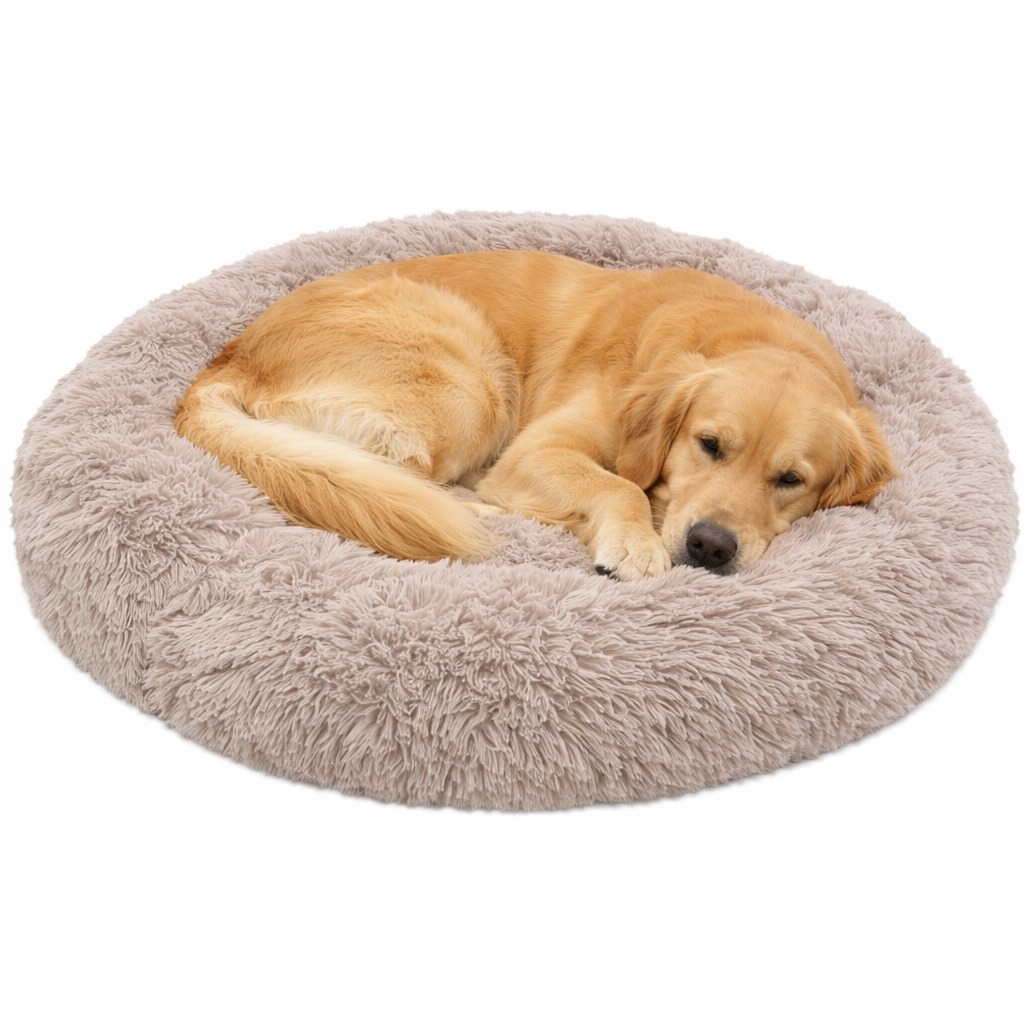 Cama pet plush redonda: por que o material macio e flexível faz diferença no conforto do seu pet