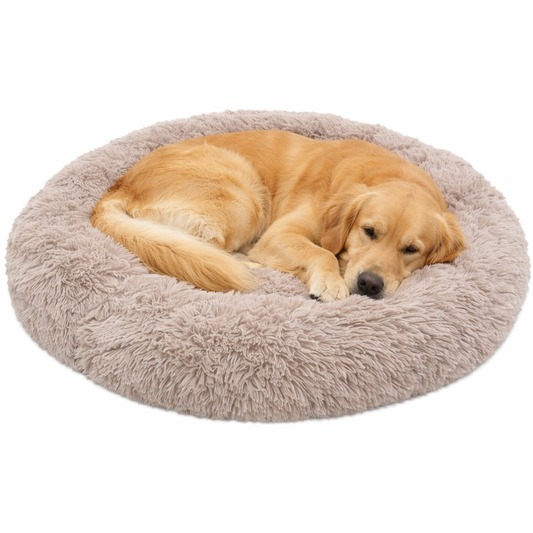Cama pet plush redonda: por que o material macio e flexível faz diferença no conforto do seu pet