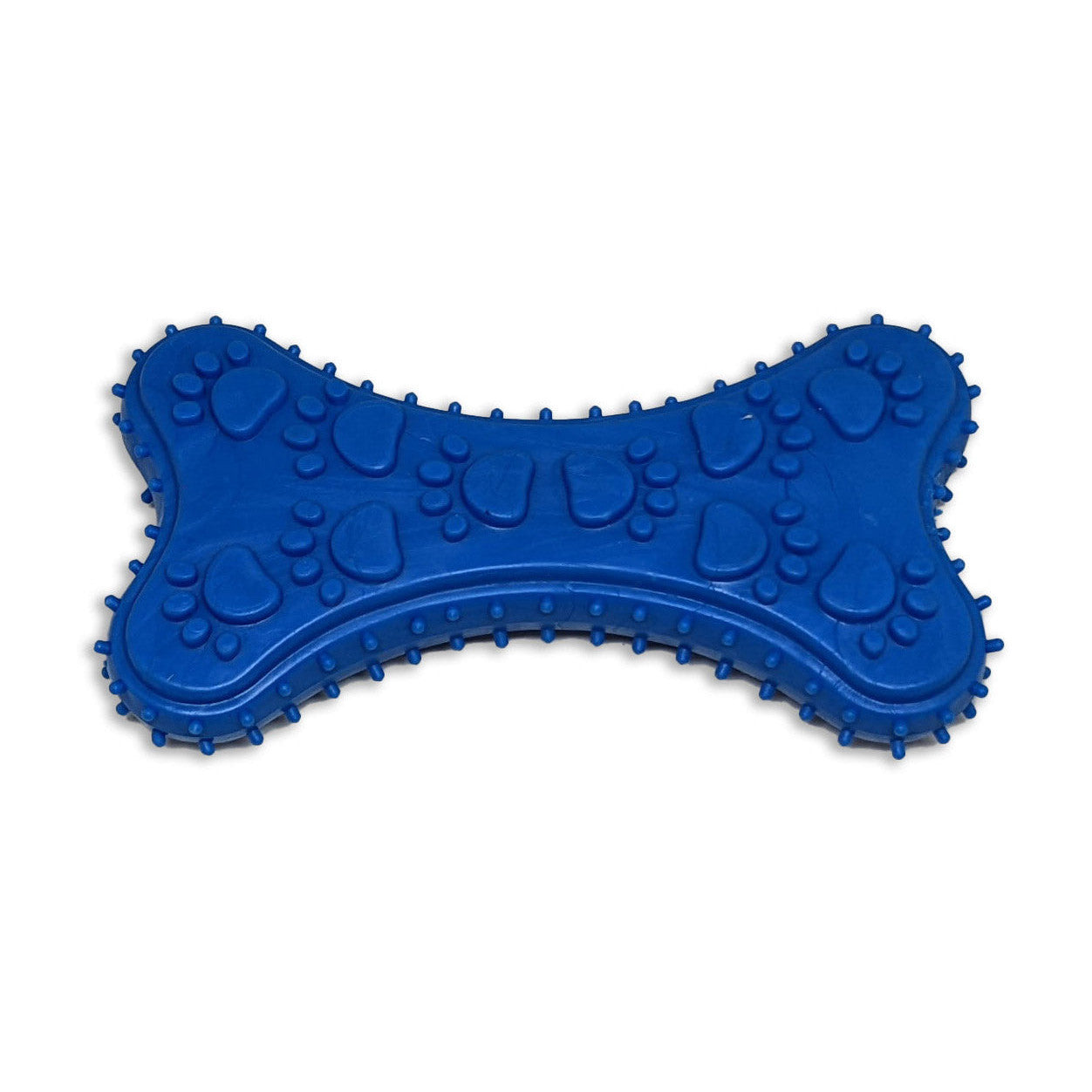Brinquedo mordedor para cachorro em formato de biscoito, com textura massageadora e cor azul, ideal para morder, brincar e estimular o pet.