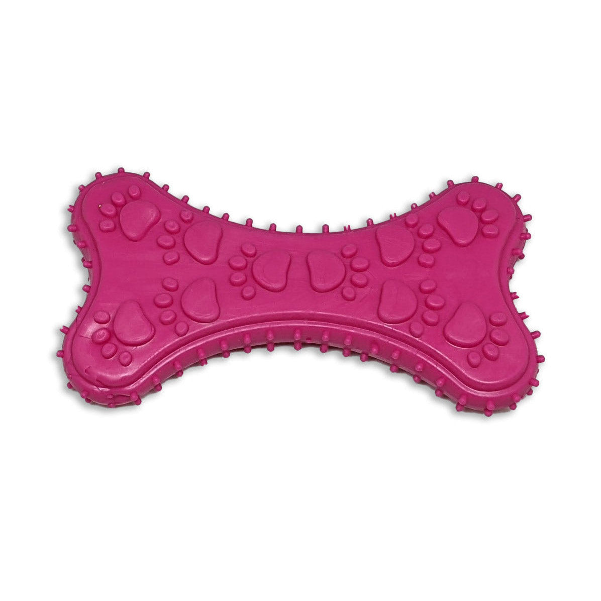 Brinquedo mordedor para cachorro em formato de biscoito, com textura massageadora e cor rosa, ideal para morder, brincar e estimular o pet.