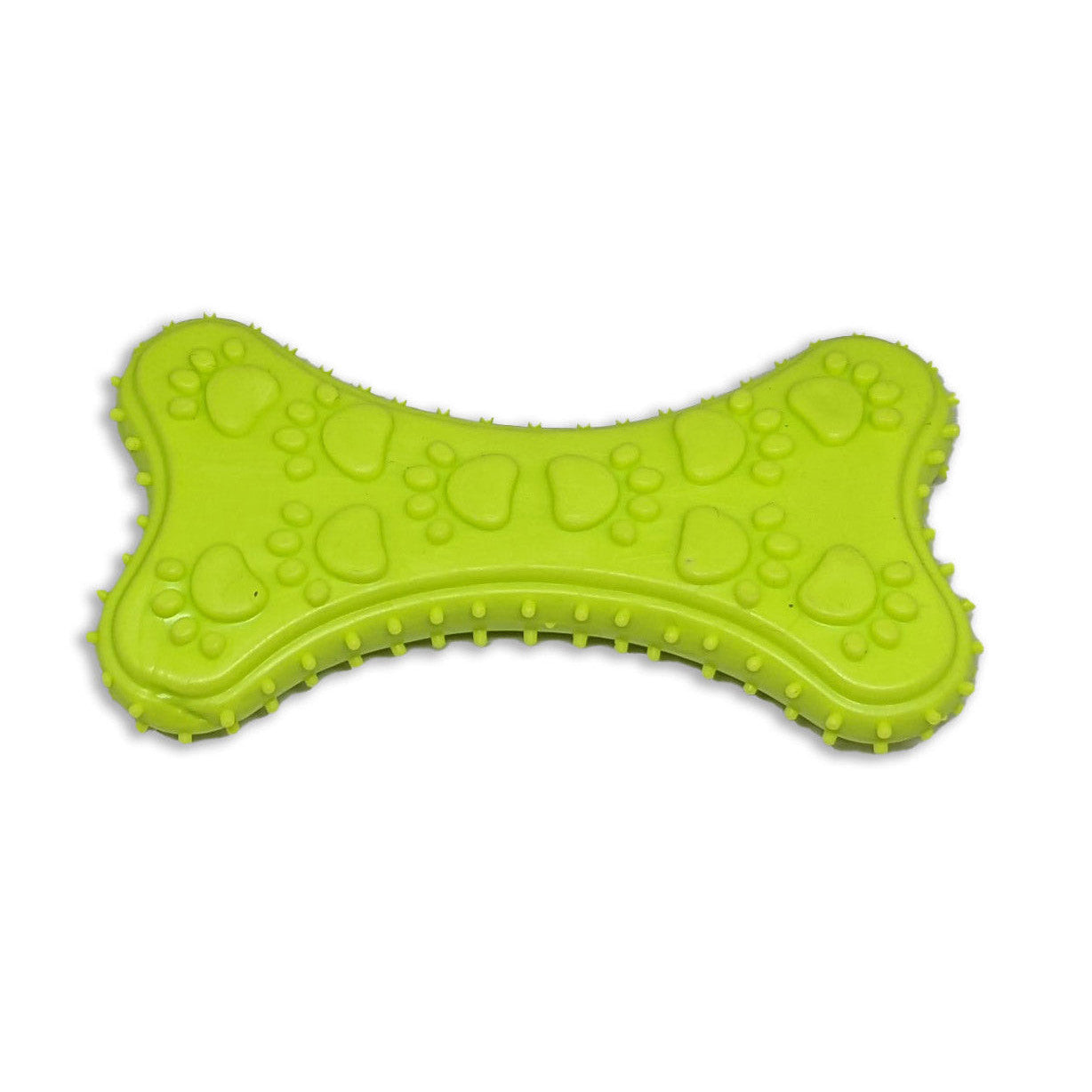 Brinquedo mordedor para cachorro em formato de biscoito, com textura massageadora e cor verde, ideal para morder, brincar e estimular o pet.