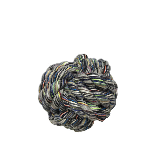 Brinquedo bola de crochê 6cm para cachorro em corda trançada colorida