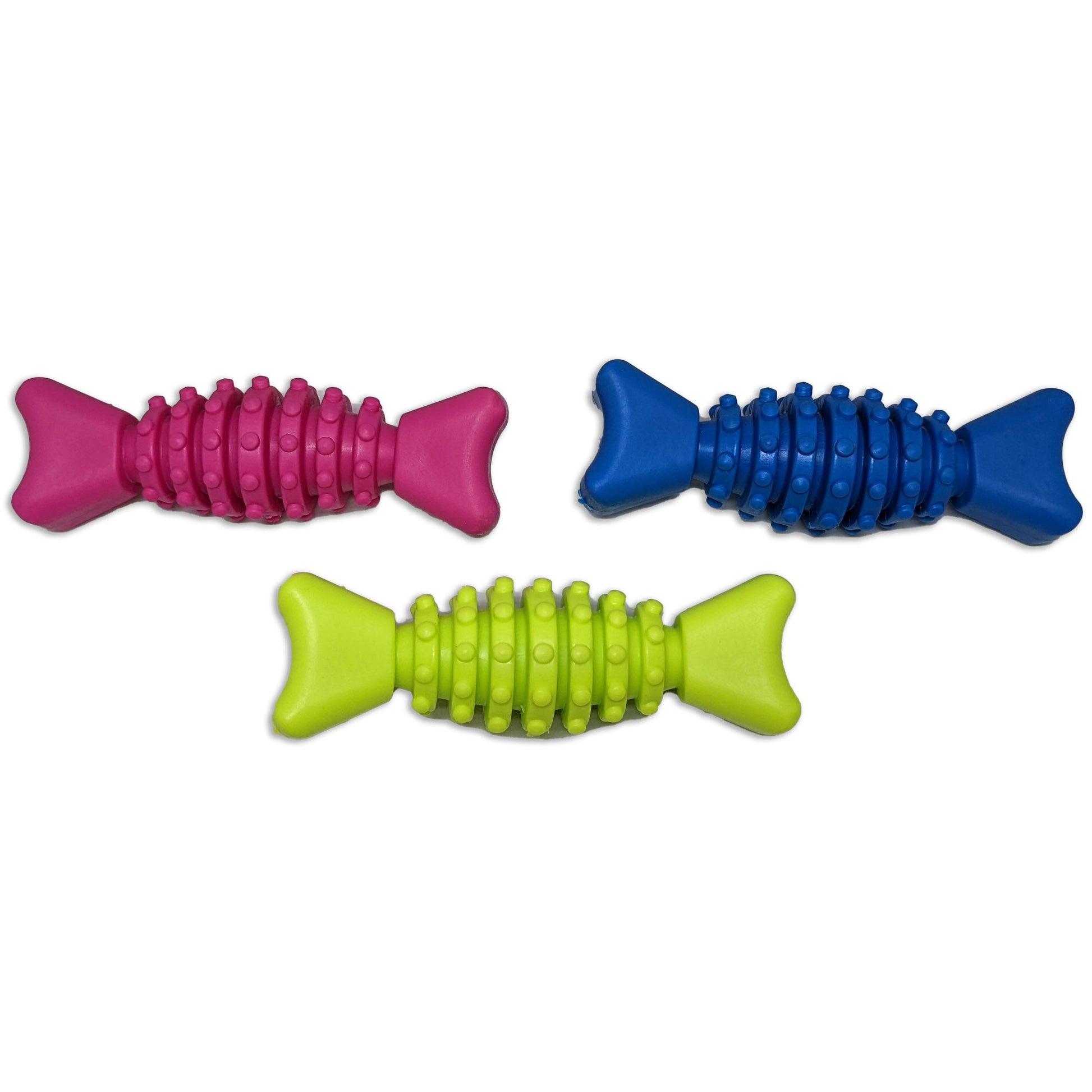 Brinquedo mordedor de borracha para cachorro 11,5 cm em formato de bombom, com textura massageadora e cores sortidas, ideal para morder, brincar e estimular o pet.