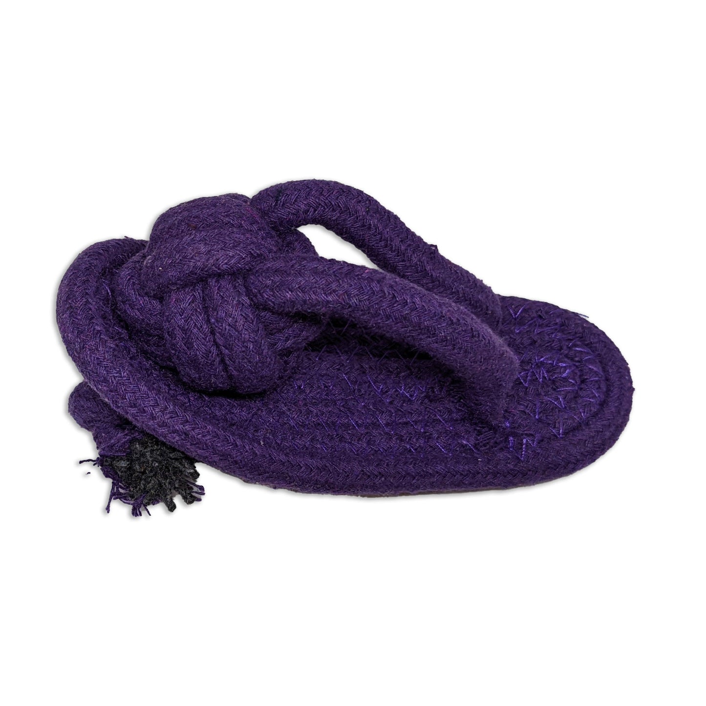 Brinquedo chinelo de corda para cachorro roxo, resistente e colorido, ideal para morder, puxar, brincar e estimular o pet no dia a dia.