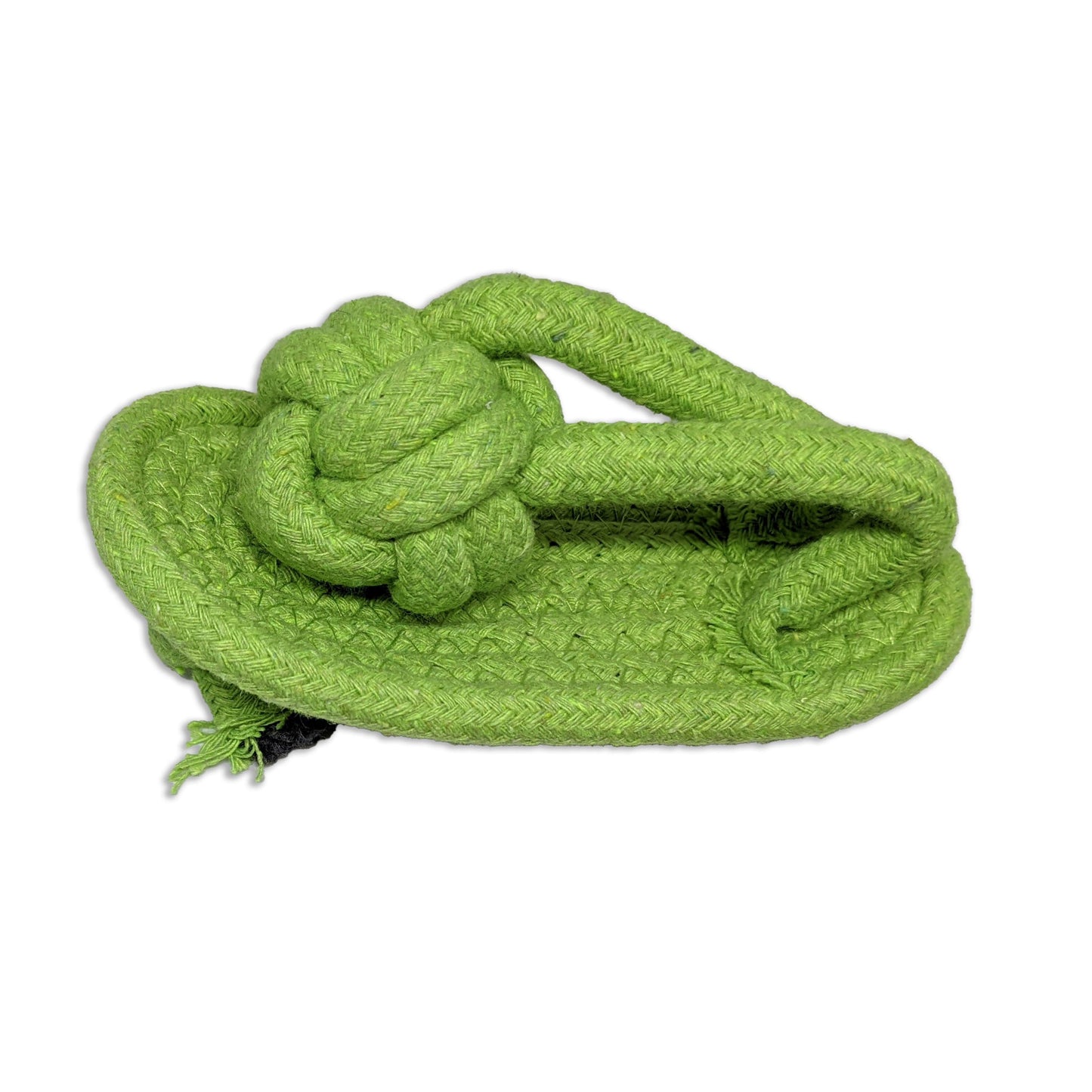 Brinquedo chinelo de corda para cachorro verde, resistente e colorido, ideal para morder, puxar, brincar e estimular o pet no dia a dia.