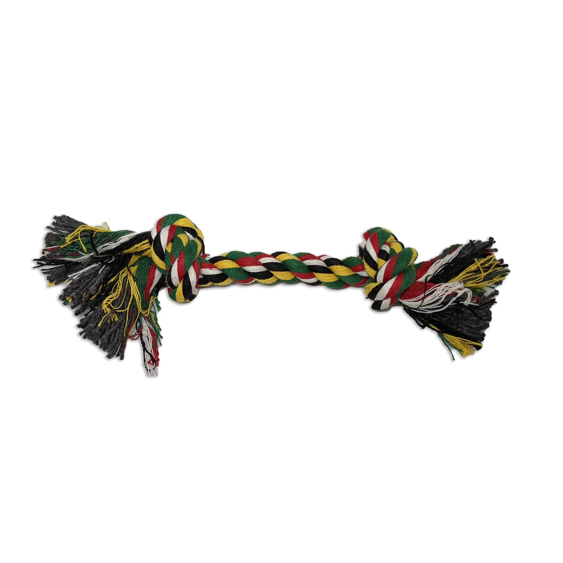 Brinquedo corda para cachorro com nós nas pontas, resistente e colorido, ideal para morder, puxar, brincar e estimular o pet.