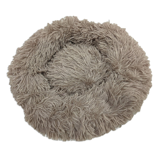 Cama redonda para cachorro e gato pequeno 40cm em pelúcia marrom macia