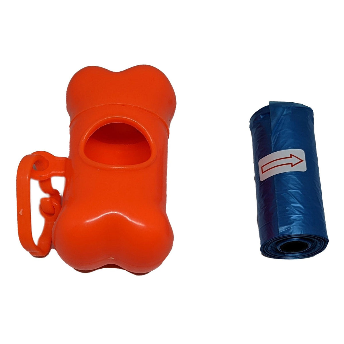 Porta saquinho higiênico para cachorro laranja em formato de osso com refil