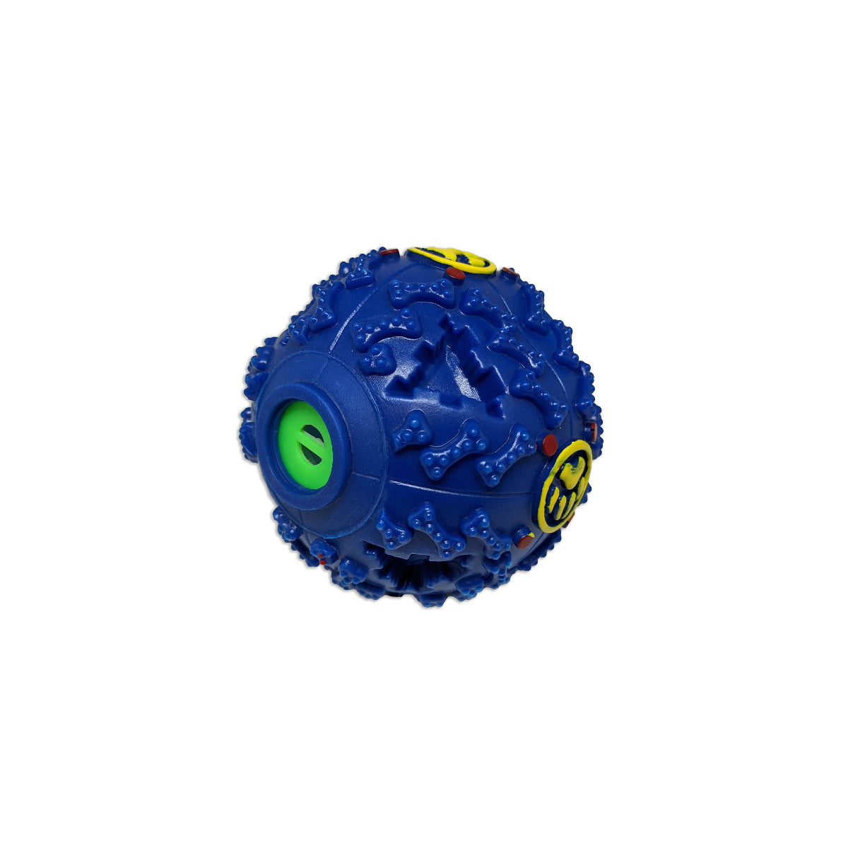 Brinquedo interativo bola porta petisco 9,5cm para cães em cor azul
