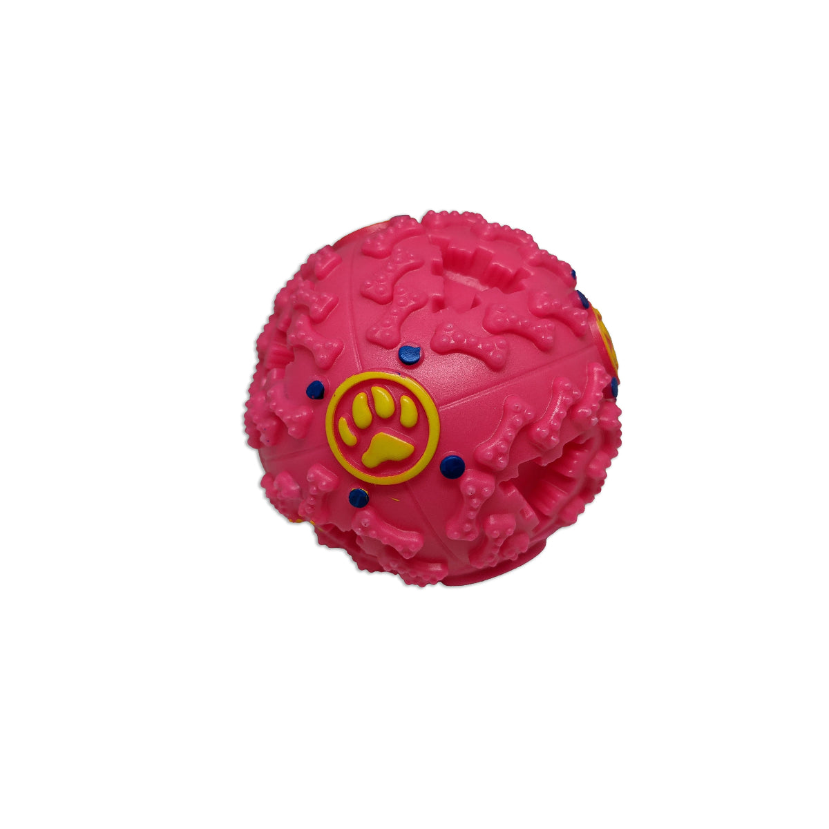 Brinquedo interativo bola porta petisco 9,5cm para cães em cor rosa