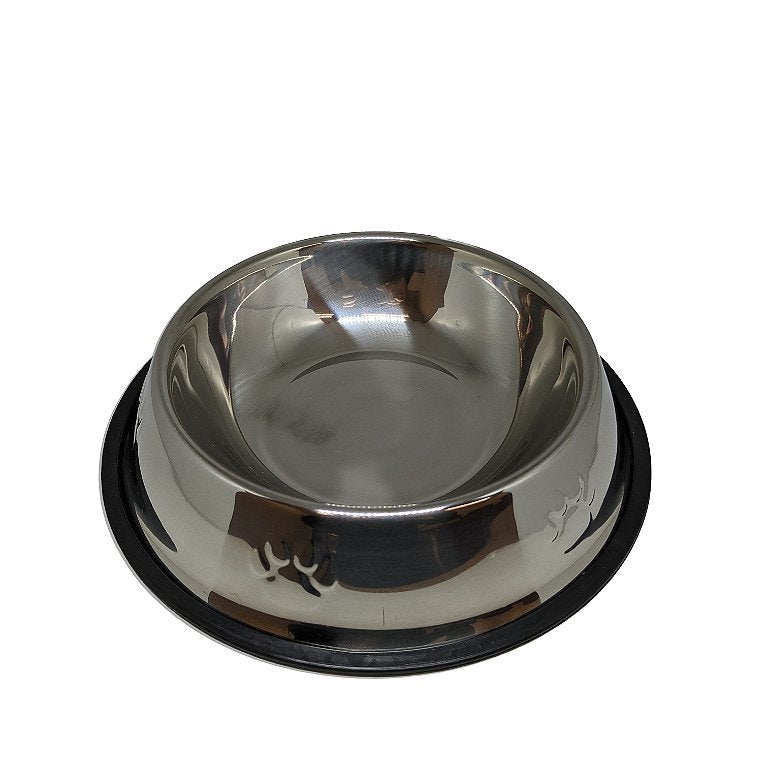 Comedouro para cachorro em aço inox 1000ml, com base antiderrapante, acabamento resistente e fácil limpeza para água ou ração do pet.