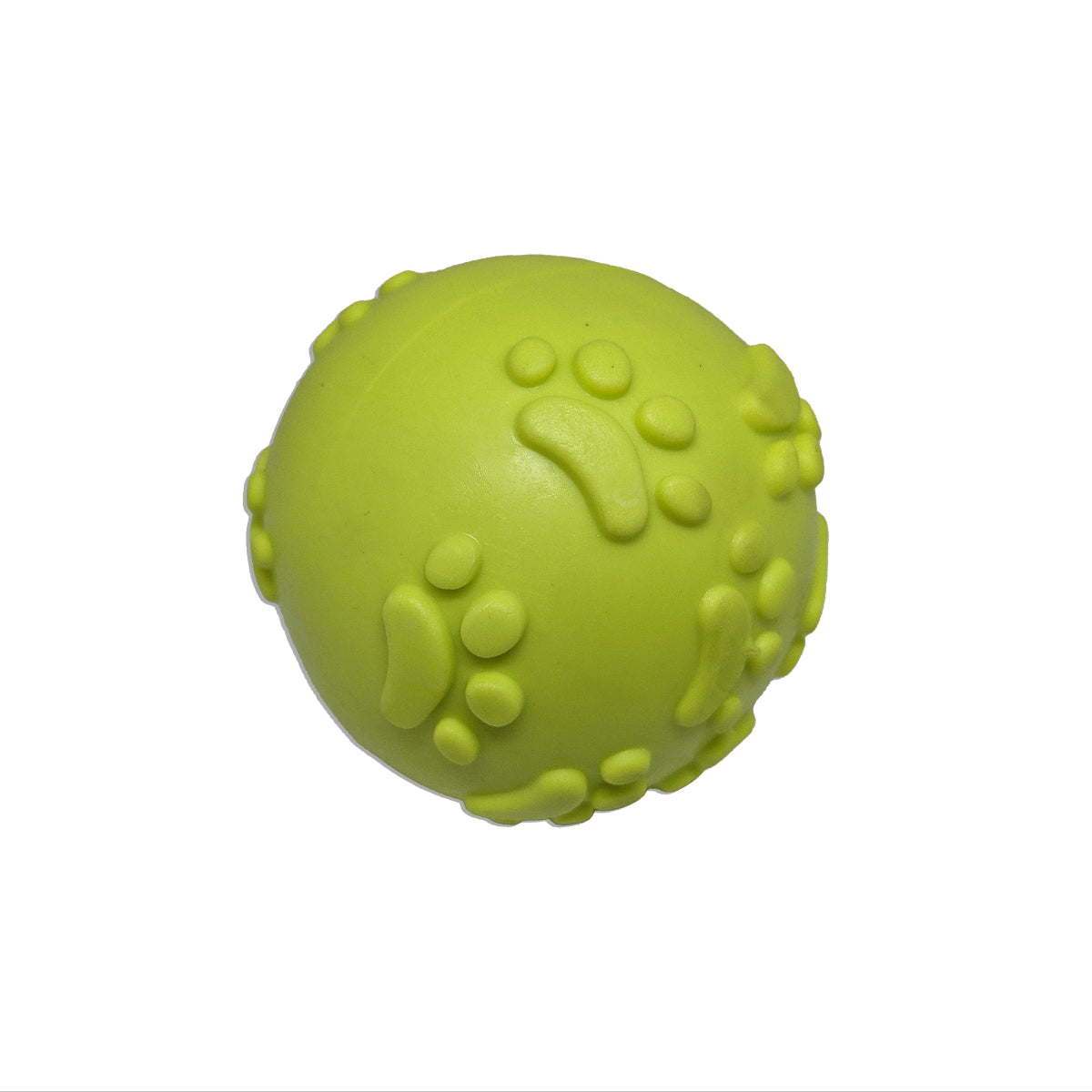 Bolinha macia verde para cachorro com patinhas em relevo, brinquedo de borracha para morder e brincar