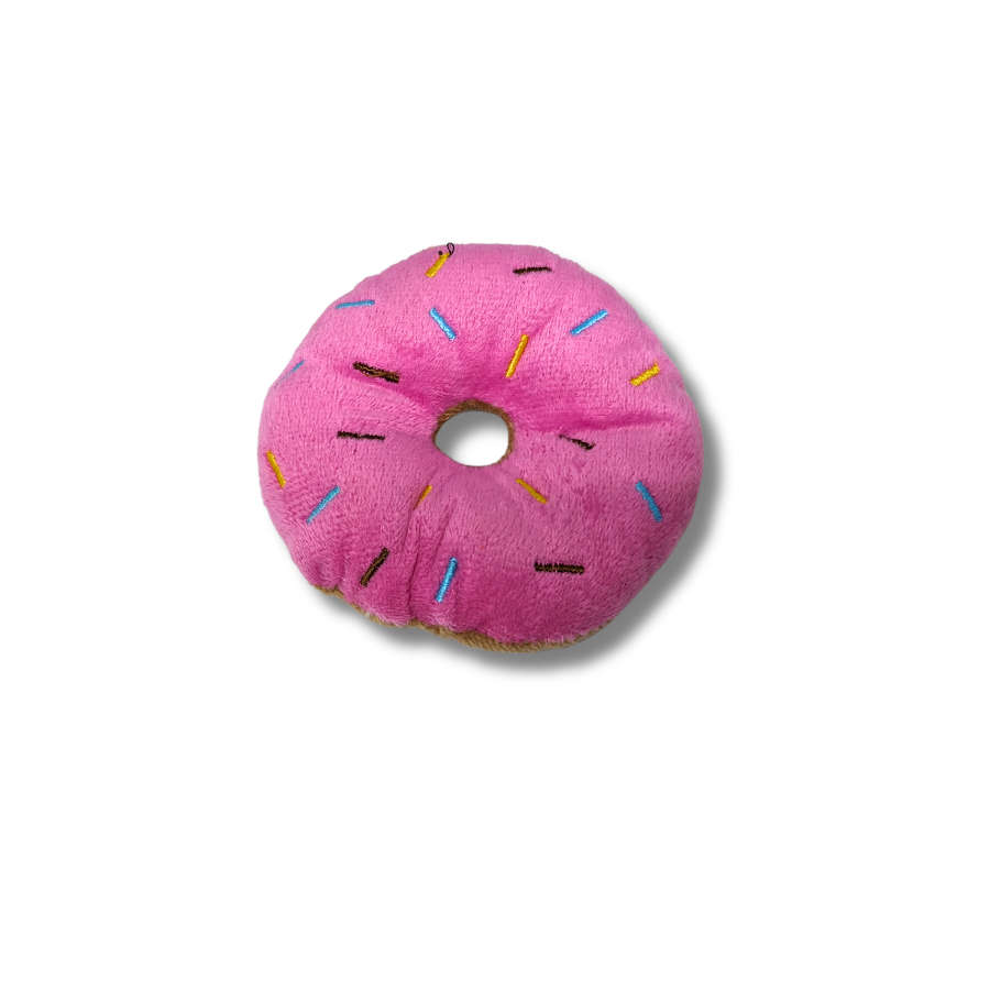 Brinquedo mordedor para cachorro rosquinha de pelúcia rosa macia