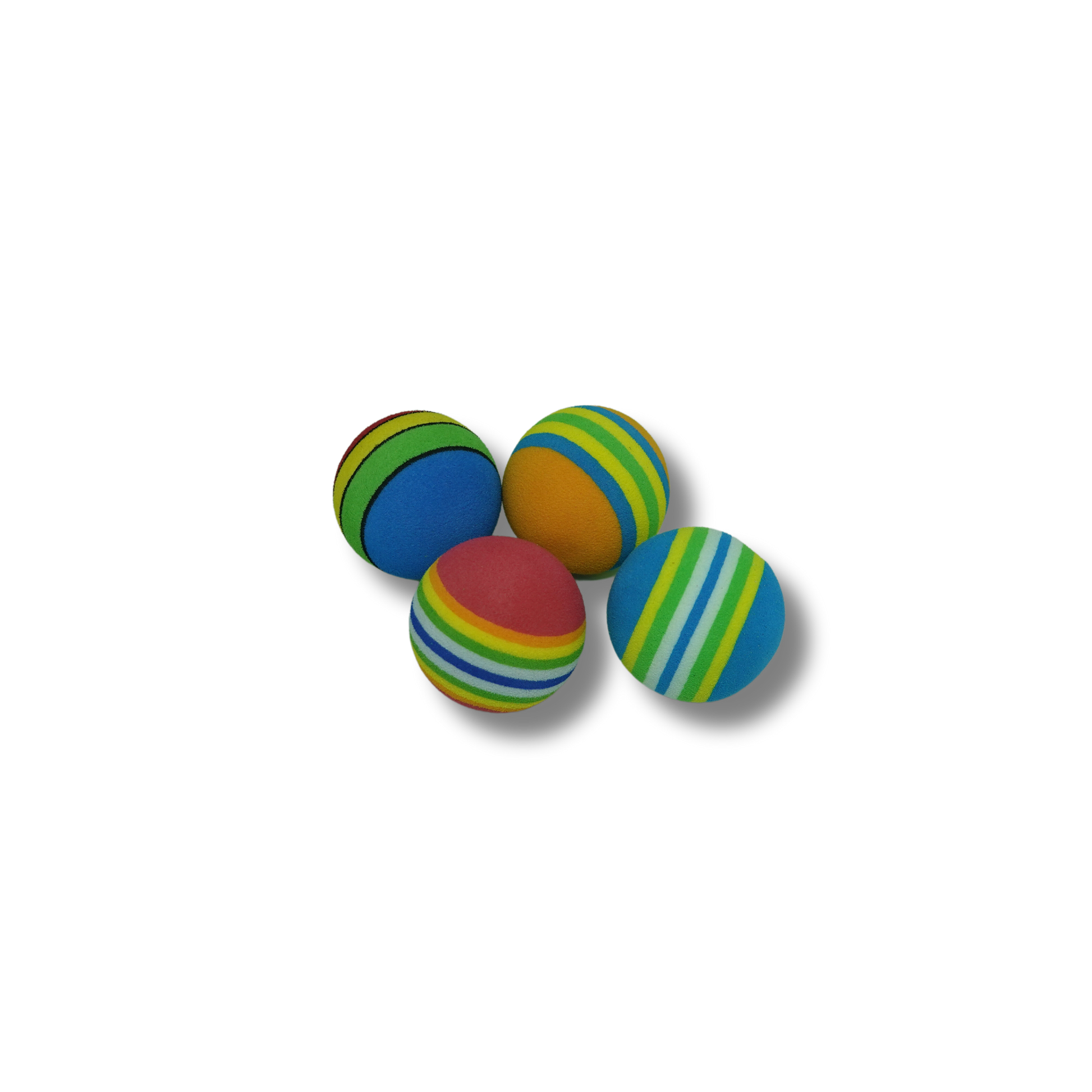 Kit com 4 bolinhas coloridas para gatos 3,5 cm, leves e macias, ideais para brincar, perseguir, estimular o instinto de caça e entreter o pet.