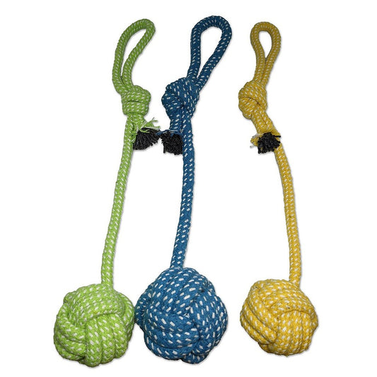 Brinquedo de corda amarelo e verde para cachorro médio porte Fox Pet Shopping.