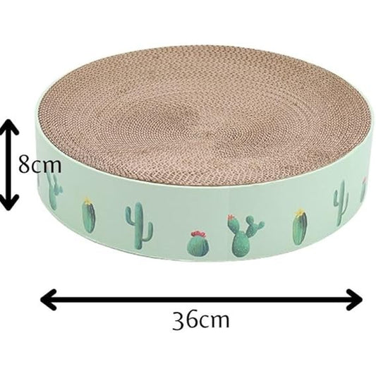 Arranhador Redondo para Gatos em Papelão Reforçado Decorado com Cactos