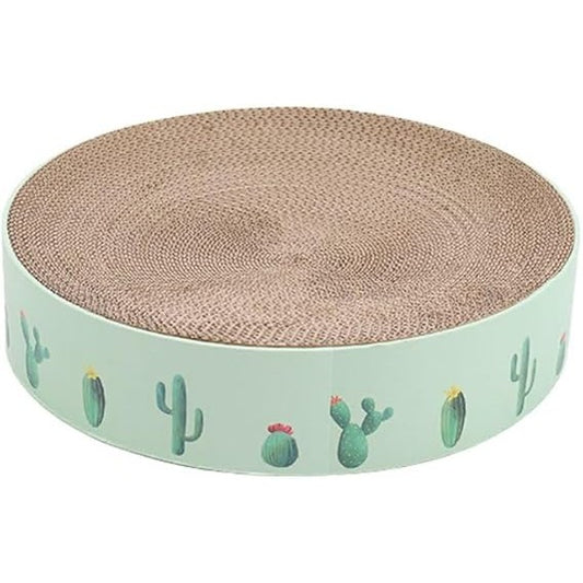 Arranhador Redondo para Gatos em Papelão Reforçado Decorado com Cactos