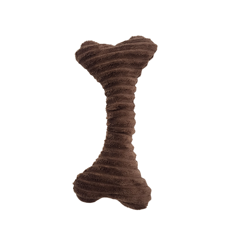 Brinquedo de pelúcia para cachorro formato osso marrom