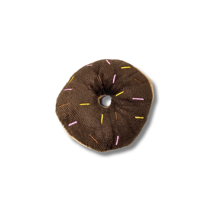 Brinquedo mordedor para cachorro rosquinha de pelúcia marrom macia