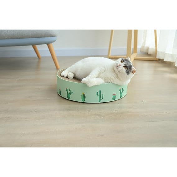 Arranhador Redondo para Gatos em Papelão Reforçado Decorado com Cactos