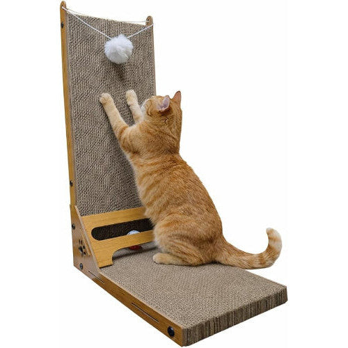 Arranhador de Parede para Gatos em L com Brinquedos 60x40x24cm