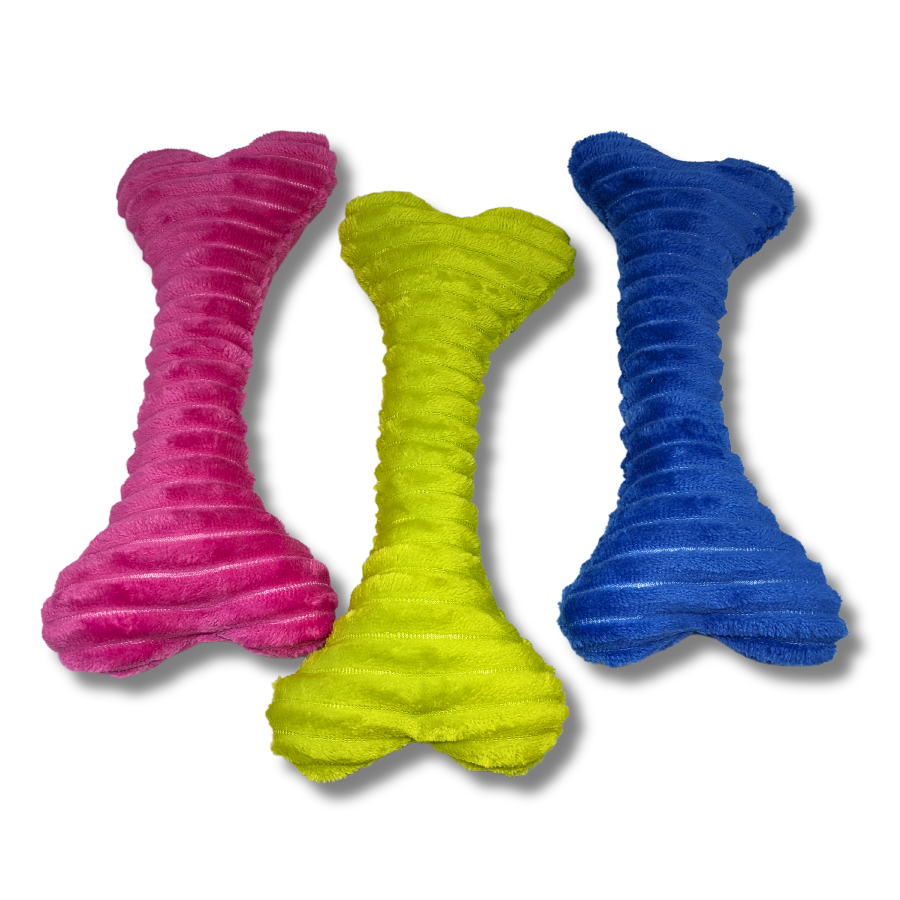 Brinquedo de pelúcia para cachorro formato osso colorido