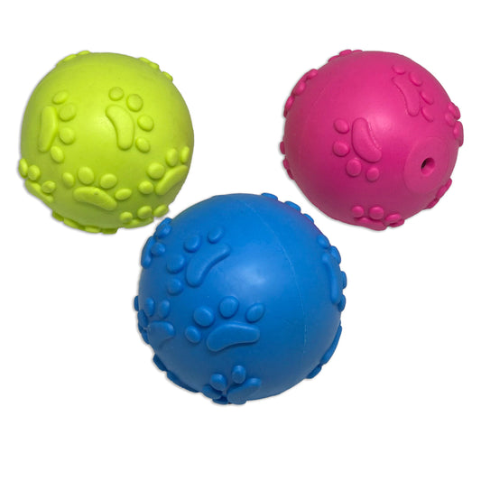 Bolinha macia para cachorro com patinhas em relevo, brinquedo de borracha para morder e brincar