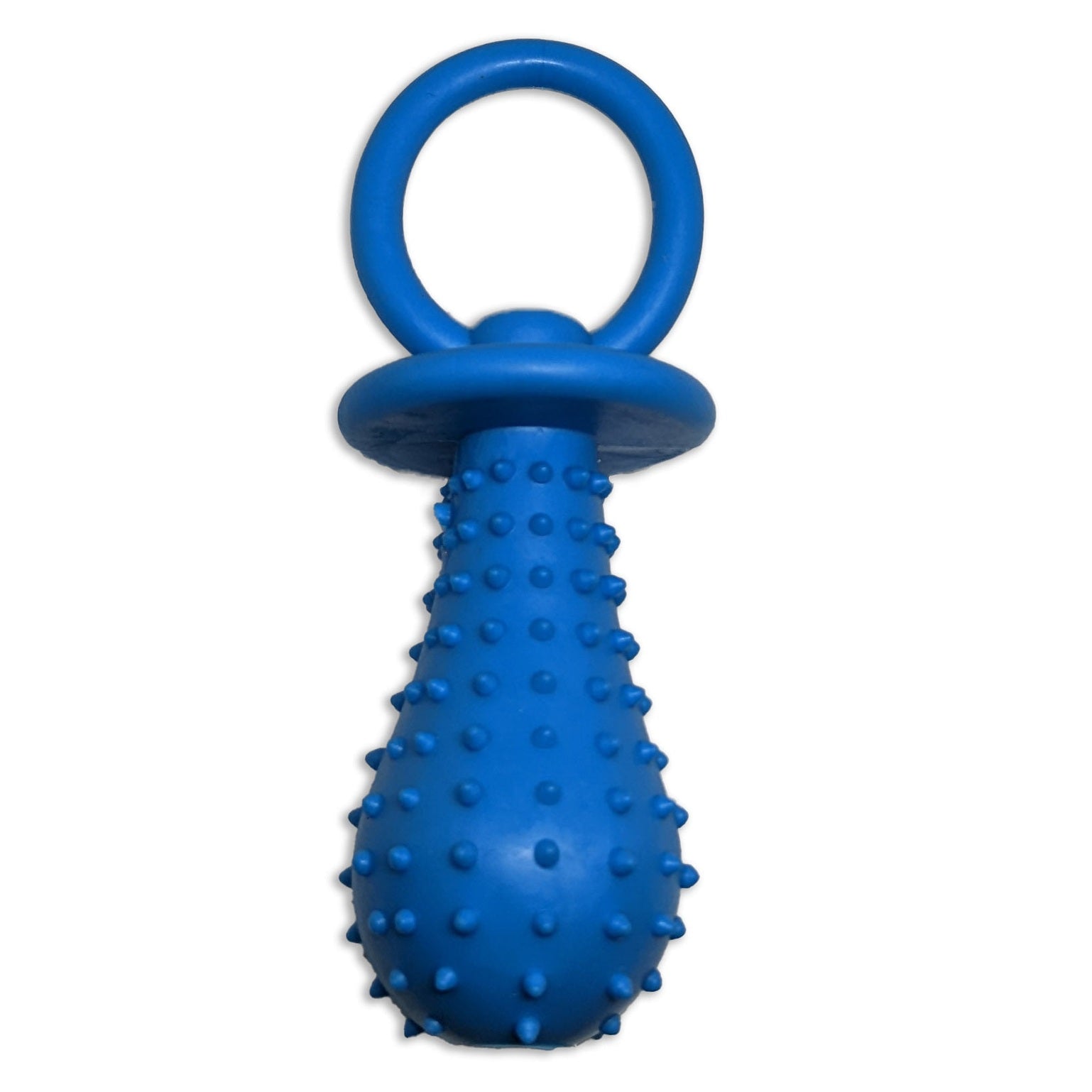 Brinquedo mordedor para cachorro em formato de chupeta 11 cm azul, com textura massageadora, ideal para morder, brincar e aliviar o estresse.