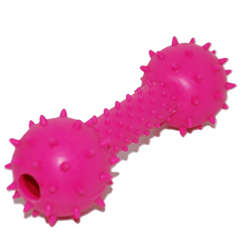 Mordedor de borracha para cachorro rosa com textura em formato halter