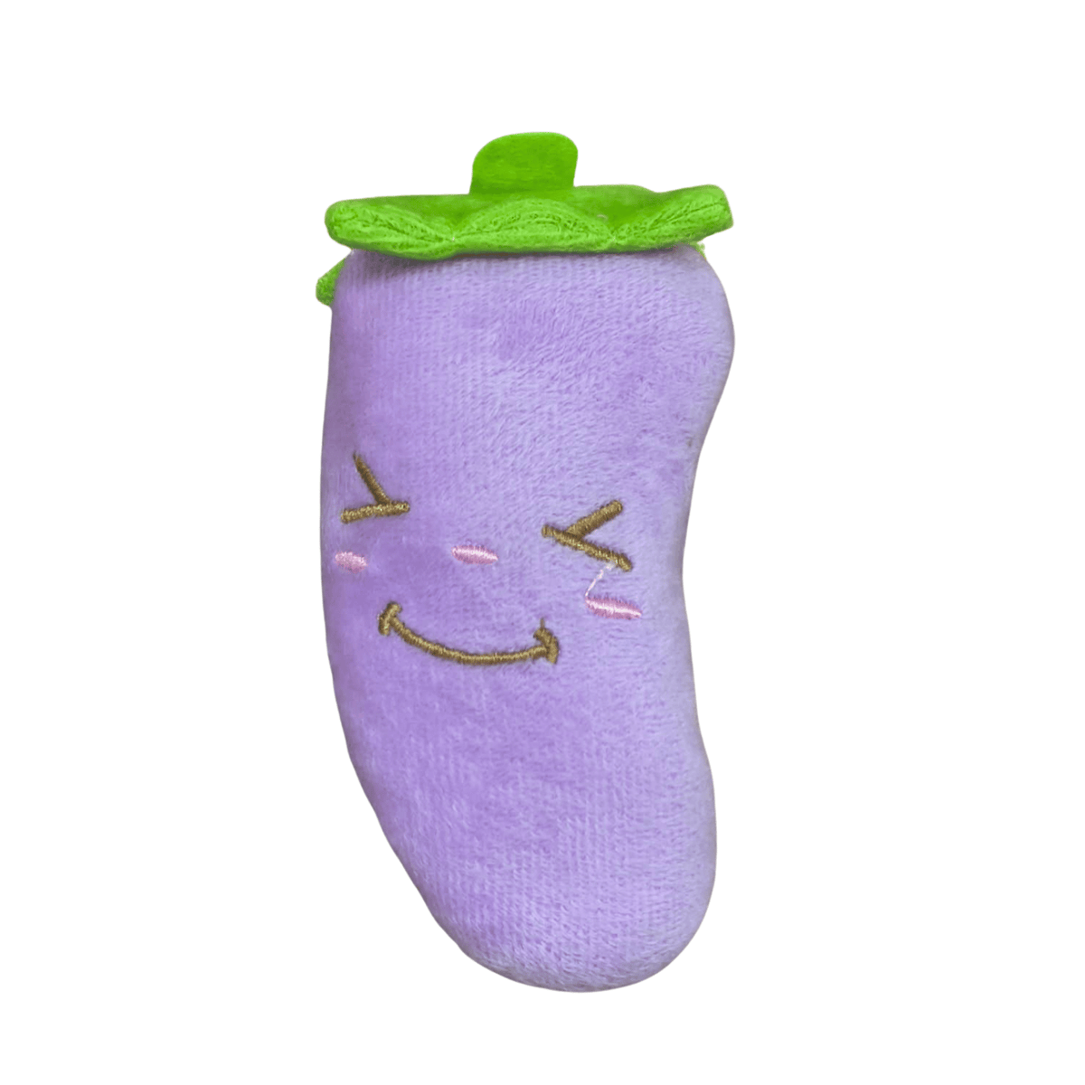 Brinquedo de pelúcia para cachorro em formato de berinjela, macio e divertido, ideal para morder, brincar e estimular o pet no dia a dia.