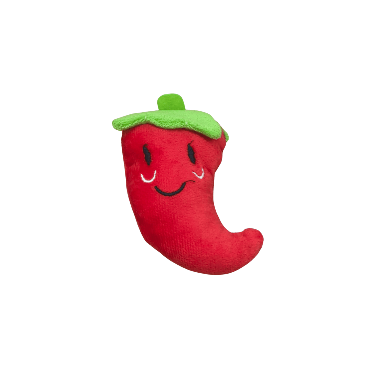 Brinquedo de pelúcia para pets em formato de pimenta vermelha.