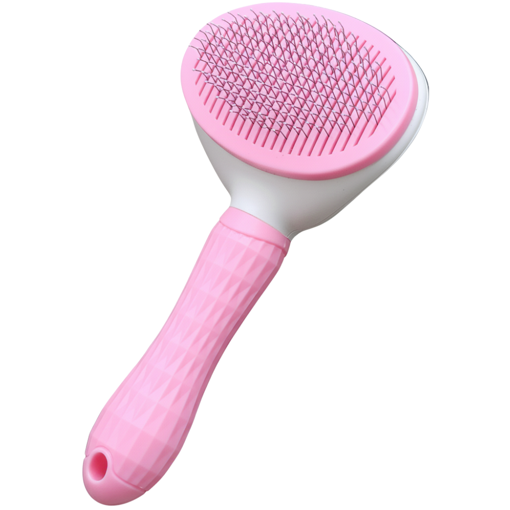 Escova removedora de pelos rosa para pets com pinos metálicos
