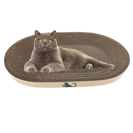 Arranhador grande oval para gatos de qualquer porte arranhador cama em papelão fox pet shopping
