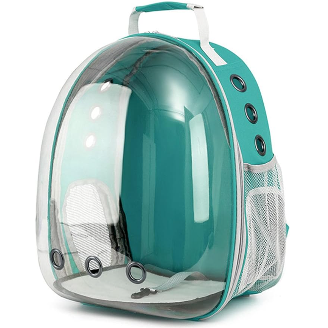 Mochila pet astronauta com visão panorâmica para cachorro e gato, ideal para transporte seguro, ventilado e confortável em passeios e viagens.