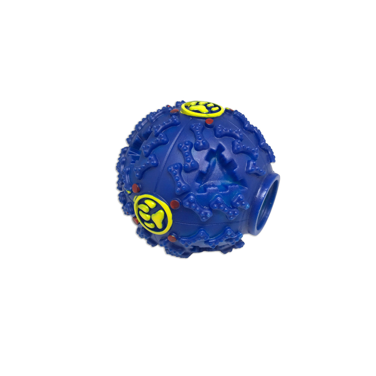 Brinquedo interativo bola porta petisco 7cm azul para cachorro