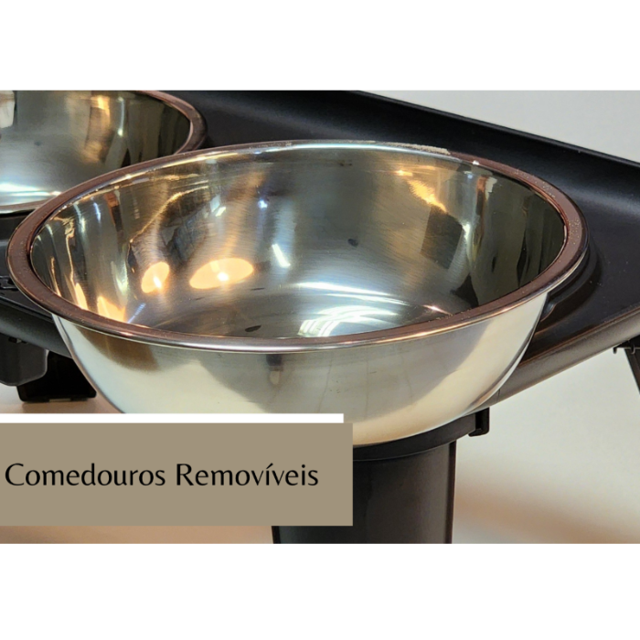 Comedouro elevado para cães e gatos com tigela removível de aço inox