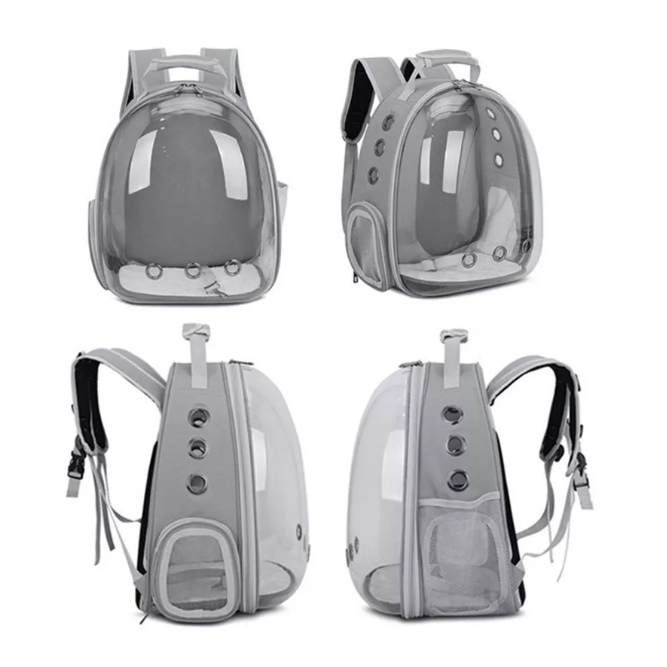 Mochila pet astronauta com visão panorâmica para cachorro e gato, ideal para transporte seguro, ventilado e confortável em passeios e viagens.