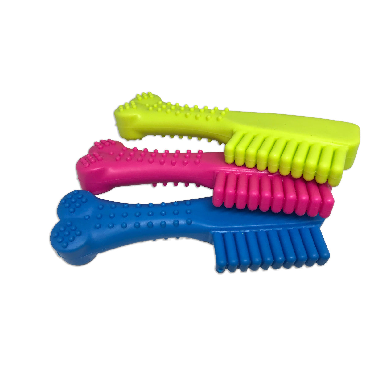 Brinquedo mordedor dental para cães em borracha colorida com textura para limpeza dos dentes
