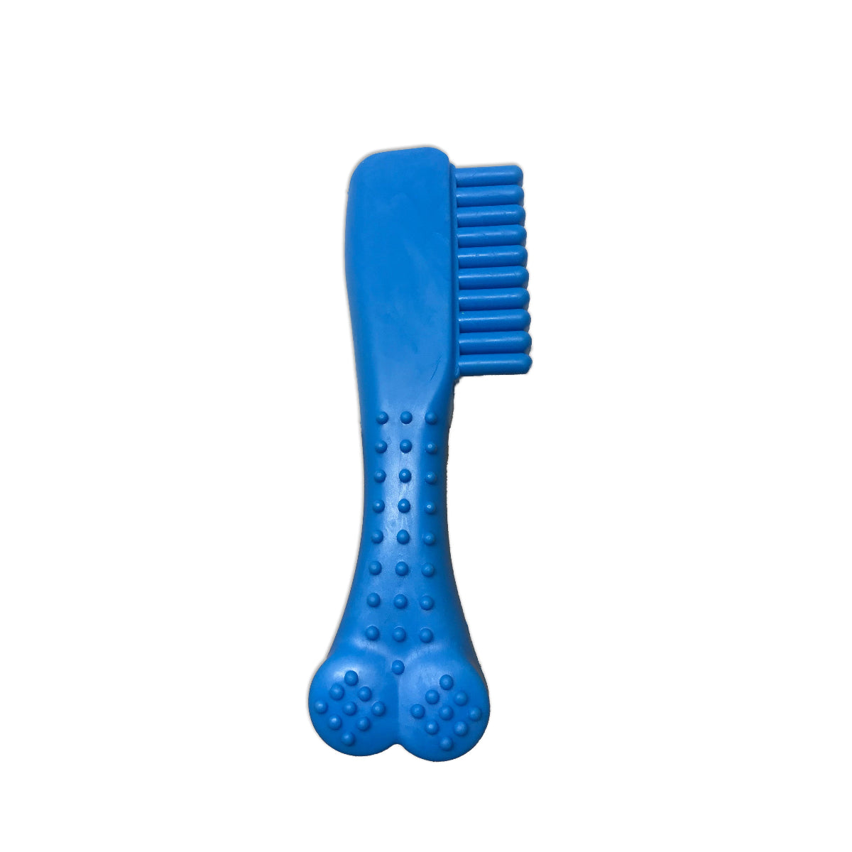 Brinquedo mordedor dental para cães em borracha azul com textura para limpeza dos dentes