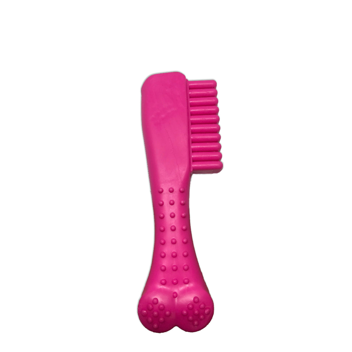 Brinquedo mordedor dental para cães em borracha rosa com textura para limpeza dos dentes