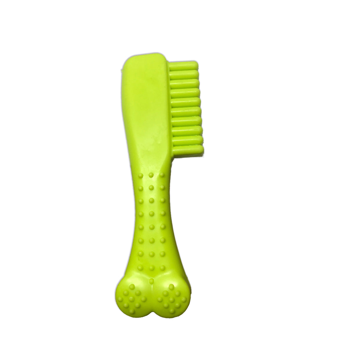 Brinquedo mordedor dental para cães em borracha verde com textura para limpeza dos dentes