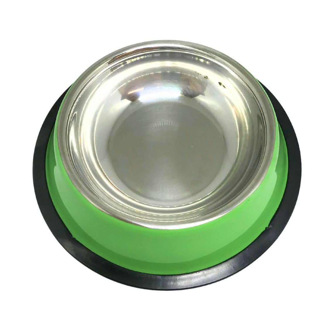 Comedouro inox para cachorro com base antiderrapante verde