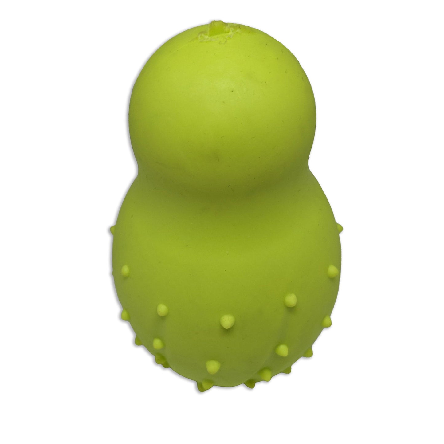 Brinquedo mordedor para cachorro verde com formato ergonômico e textura massageadora, ideal para morder, brincar e ajudar no alívio do estresse do pet.