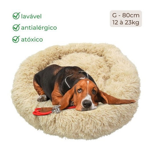 Cama nuvem para cachorro médio grande 80cm na cor amarelo creme