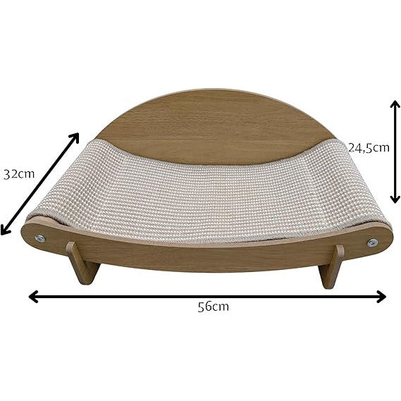 Sofá para gatos com tecido juta e estrutura de madeira, ideal para descanso, arranhar, brincar e oferecer mais conforto ao pet dentro de casa. Medidas 56x32x24.5