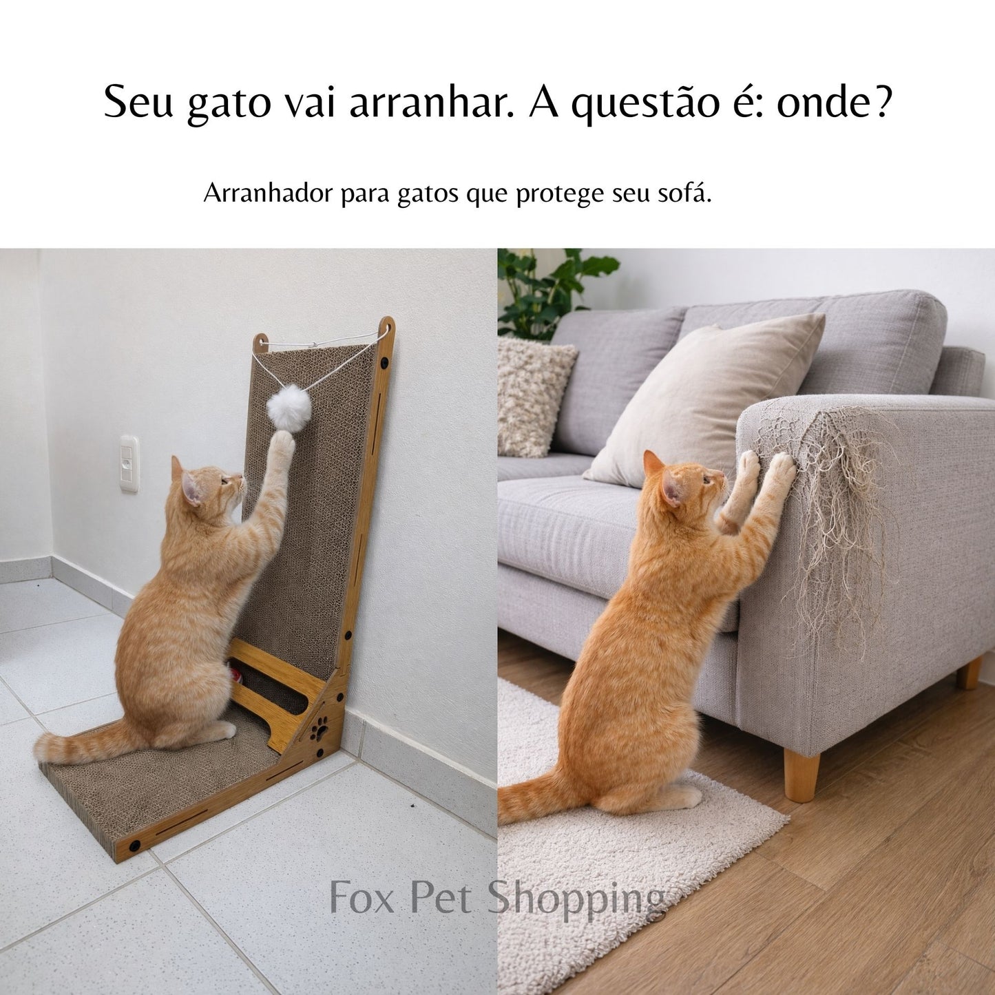 Arranhador em L para gatos com papelão reforçado, proteção para sofá